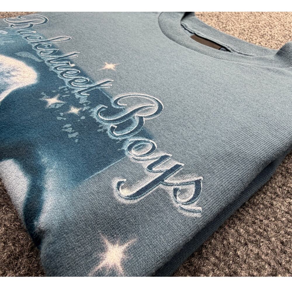 NEW- Vintage 2001 Backstreet Boys Black & Blue World Tour Graphic T-Shirt Blue S - Picture 9 of 9